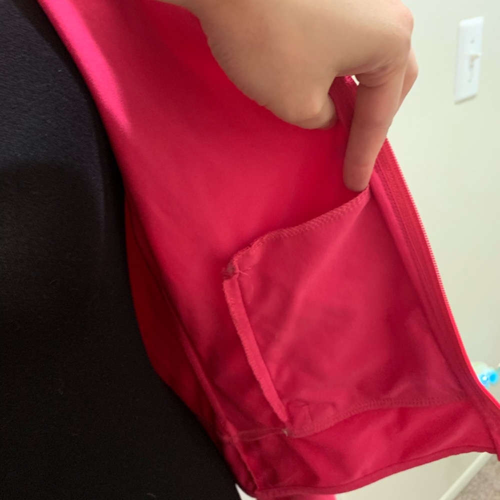 Champion “Barbie” Pink & Black Long Sleeve Zip Up Activewear with Thumbholes - Picture 7 of 7